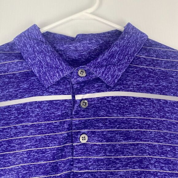 PGA Tour Mens Shirt Polo XL Extra Large Purple Striped Short Sleeve Golf Soft - Picture 5 of 12